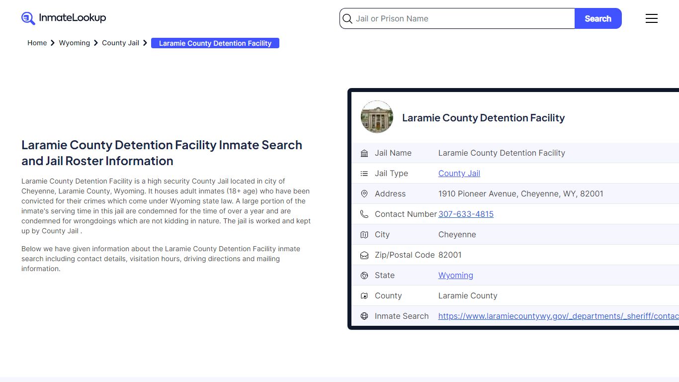 Laramie County Detention Facility Inmate Search, Jail ... - Inmate Lookup